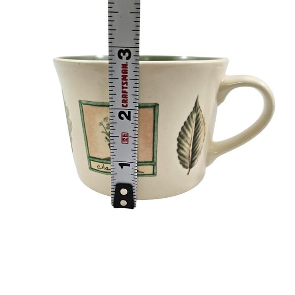 VTG Pfaltzgraff Naturewood Herb Graphic Ceramic Flat Cup and Saucer 4 Piece Set - Picture 11 of 16